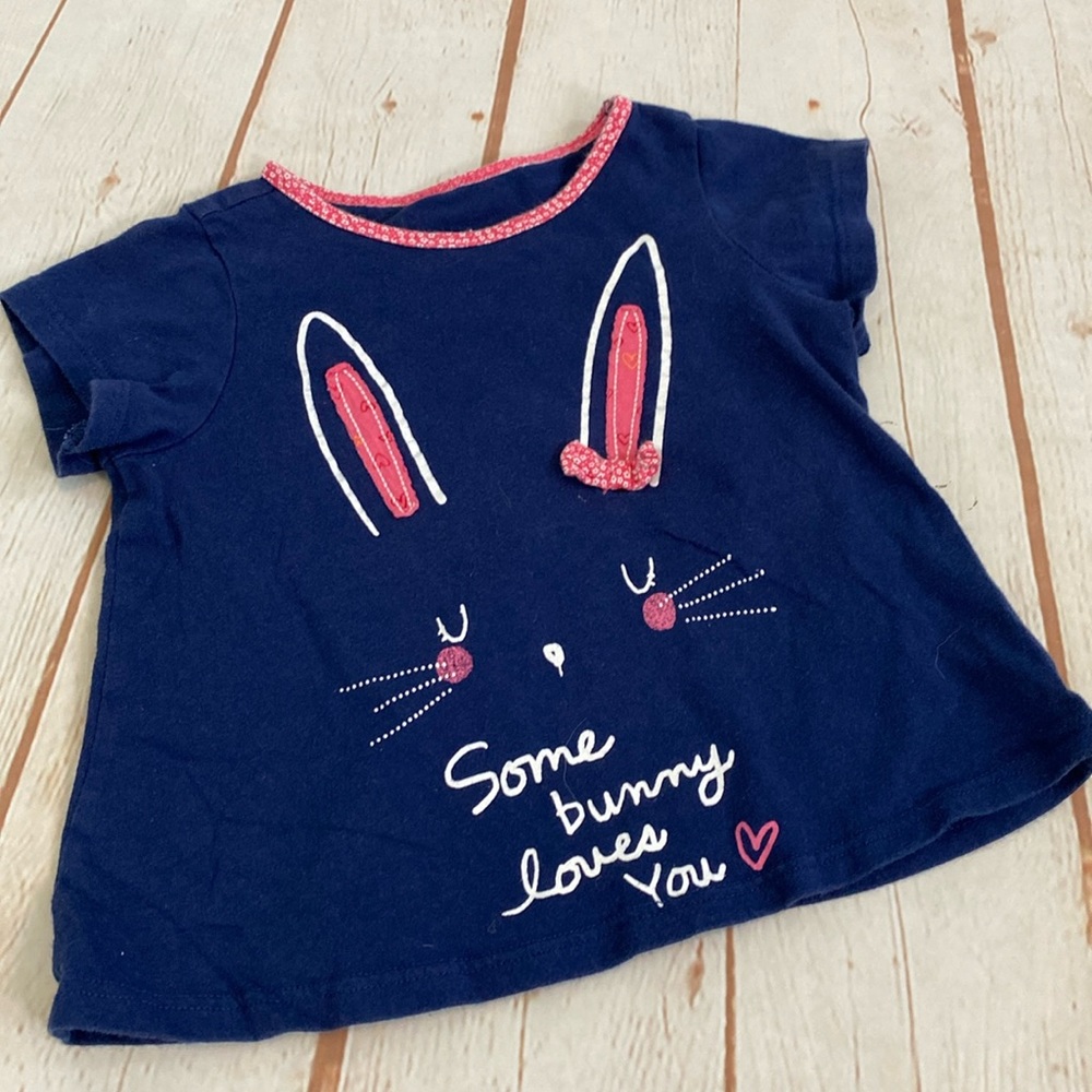 First Impressions Play Navy Blue Somebunny Loves You Short Sleeved T-Shirt